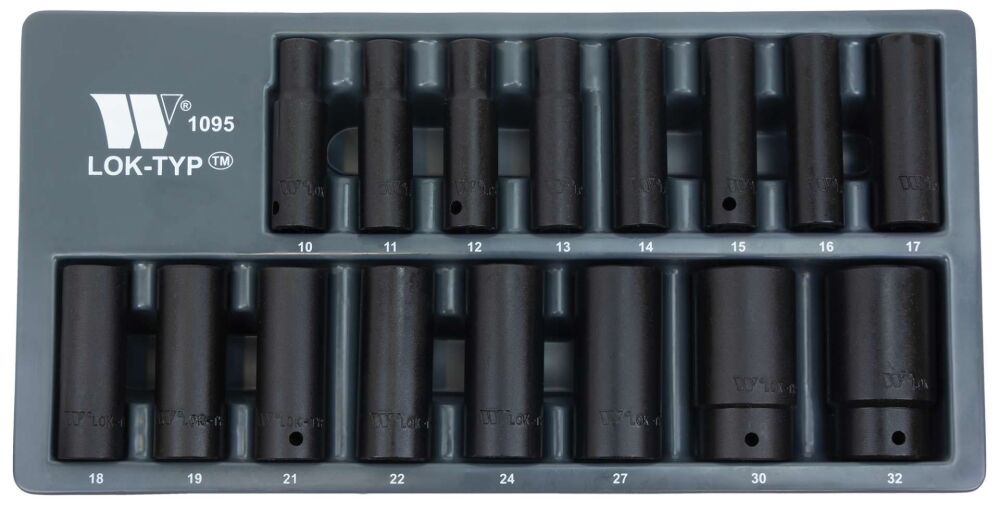 WELZH Socket Set; Lok-Typ™, Deep, Impact, 1/2''dr, 10-32mm 1095-WW