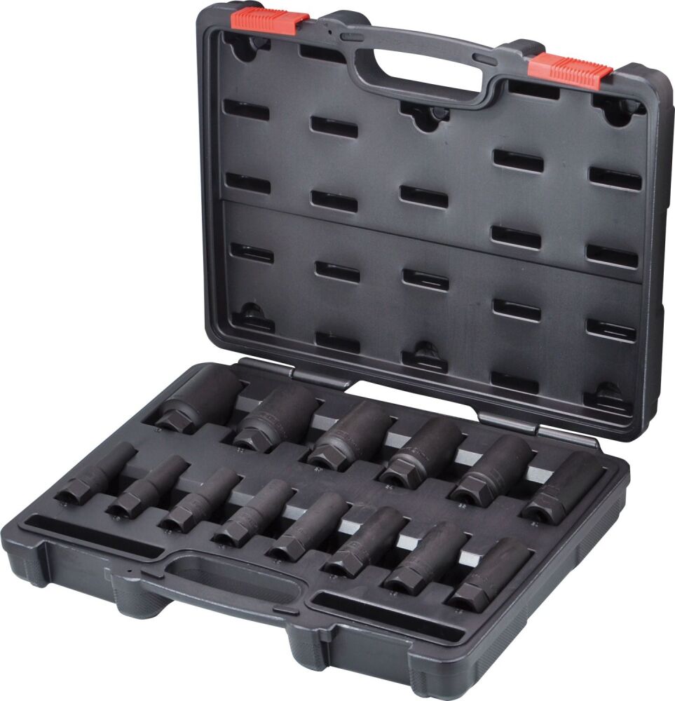 WELZH Socket Set; Impact, Deep, Hexagon Shank 6-Point 1/2''dr 14-Piece 10-32mm 3490-WW