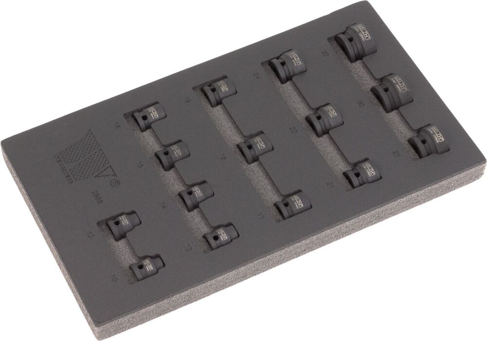 WELZH Socket Set; Extra Stubby, Impact, 1/2''dr, 10-32mm 2888-WW