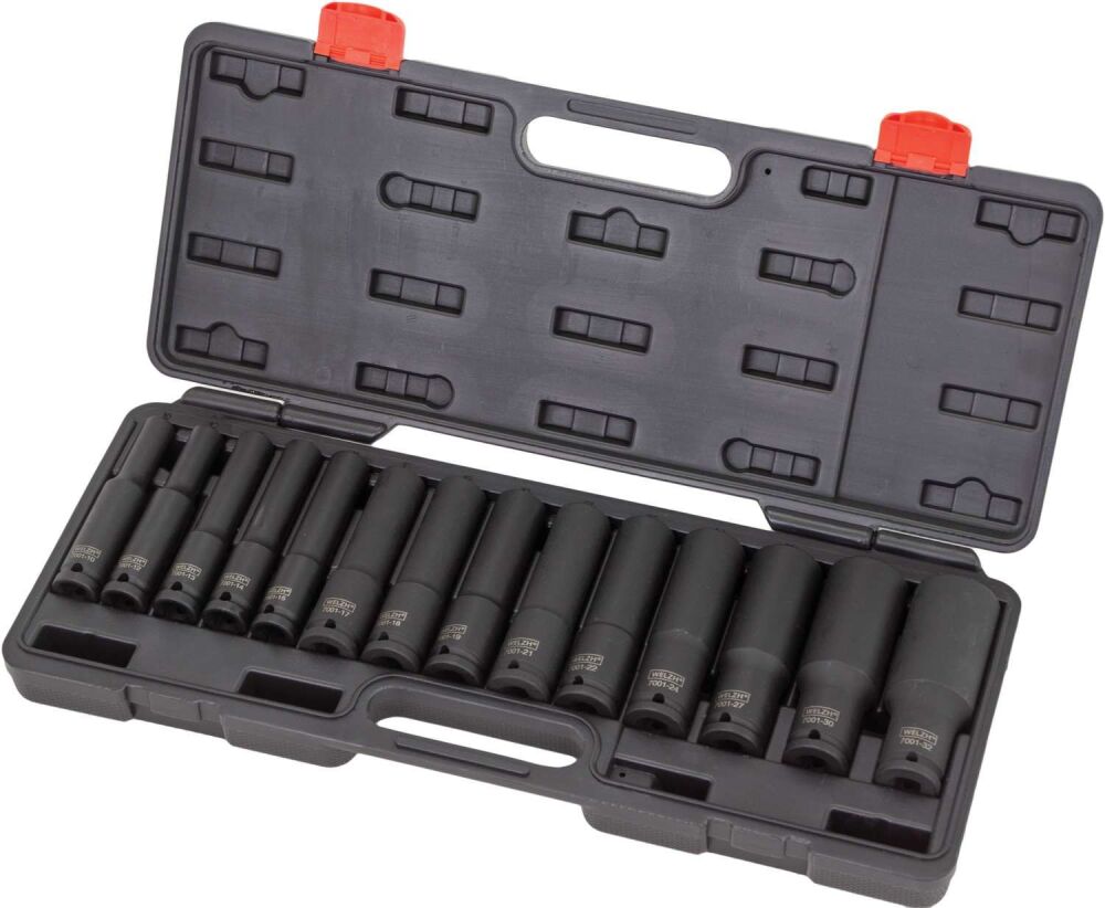 WELZH Socket Set; Extra Deep (120mm), Impact, 1/2''dr, 10-32mm 7001-WW