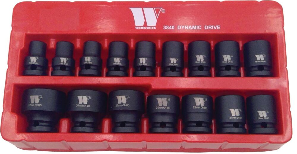 WELZH Socket Set: Shallow Impact, 1/2''dr, 12pt, Dynamic Wall Drive, 10-32 mm 3840-WW