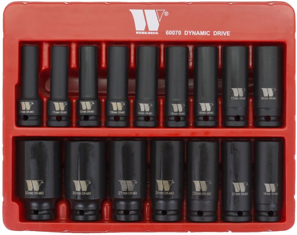 WELZH Socket Set: Deep Impact, 1/2''dr, 12pt, Dynamic Wall Drive, 10-32mm 60070-WW