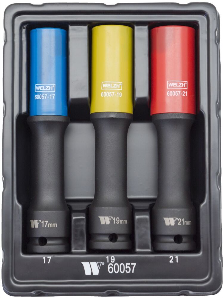WELZH Protective Impact Socket Set; Long, 17, 19, 21mm, 1/2'' 60057-WW