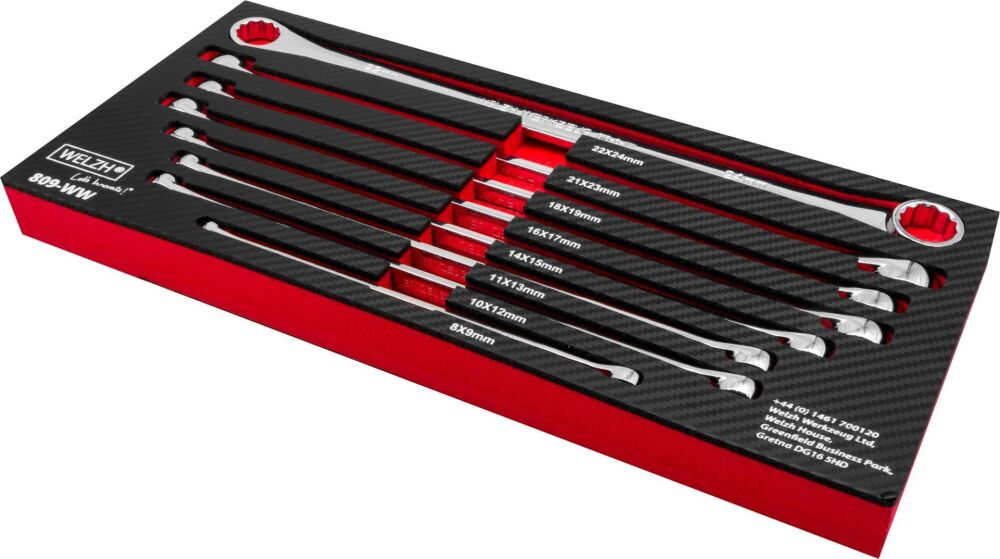 WELZH 8 Piece Spanner Set; Aviation Type, Double Ring, 8-24mm (Master Set) 809-WW