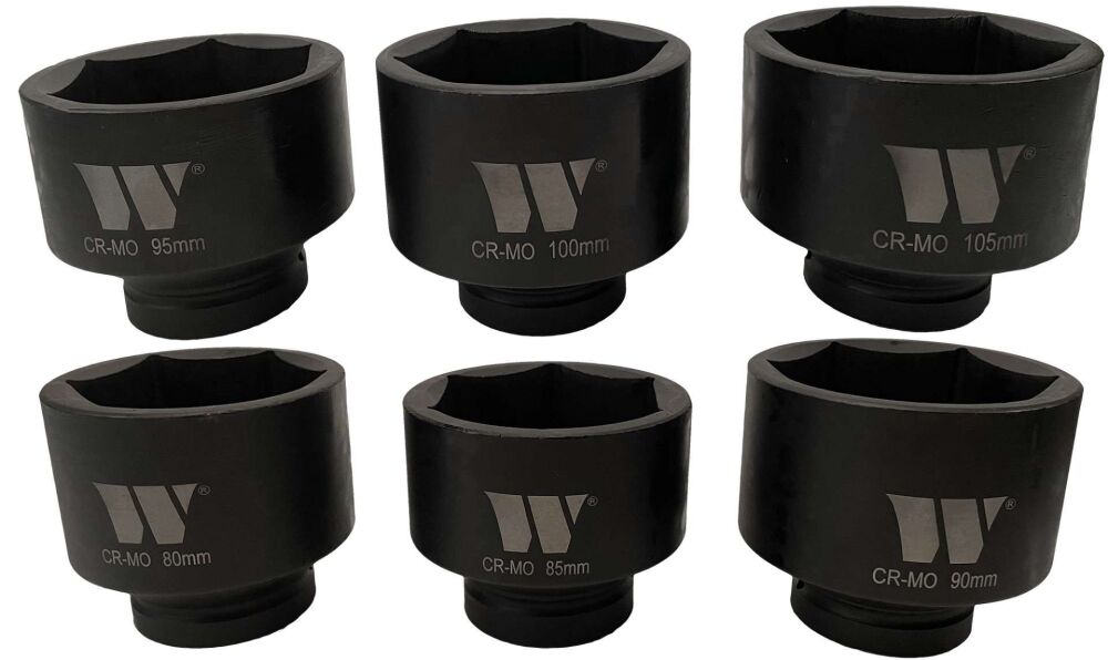 WELZH Deep Impact Socket Set,1''Inch, 6pt, 80-105 mm, 6-Piece 44177-WW