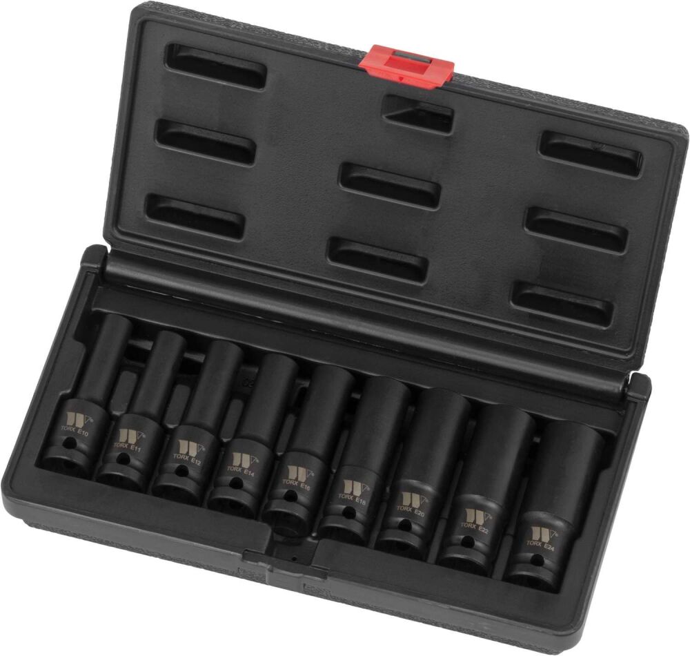 WELZH Socket Set; Impact, Torx, E10-24, 9-Pieces 9101-WW