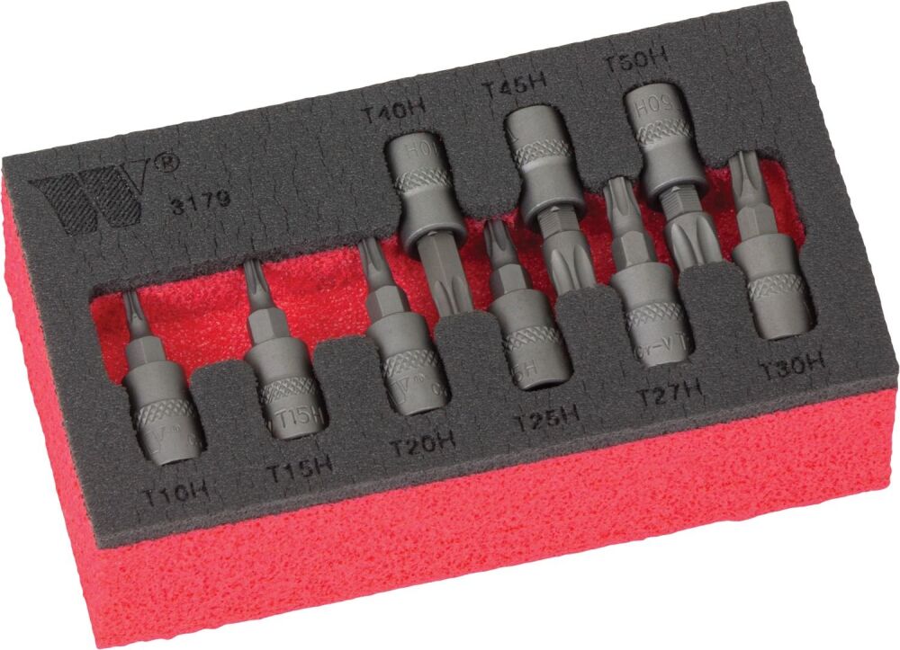 WELZH Bit Socket Set; Torx 5-Sided S2 Steel, TS10-TS50 3179-WW