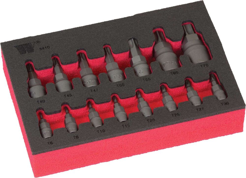 WELZH Bit Socket Set, Torx Bits? With Hex Shank, S2 Steel, T6-T70 3410-WW