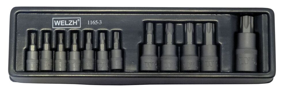 WELZH 12-Piece Tamper Torx Set T8H-T60H S2 Zinc Steel 1165-3-WW