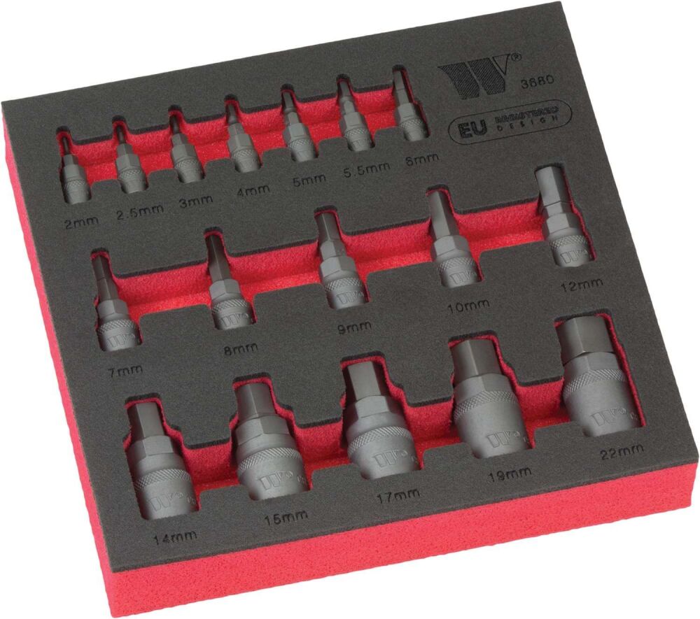 WELZH Bit Socket, Hexagon With Hex Shank, S2 Steel, H2-H22 17-Piece 3680-WW