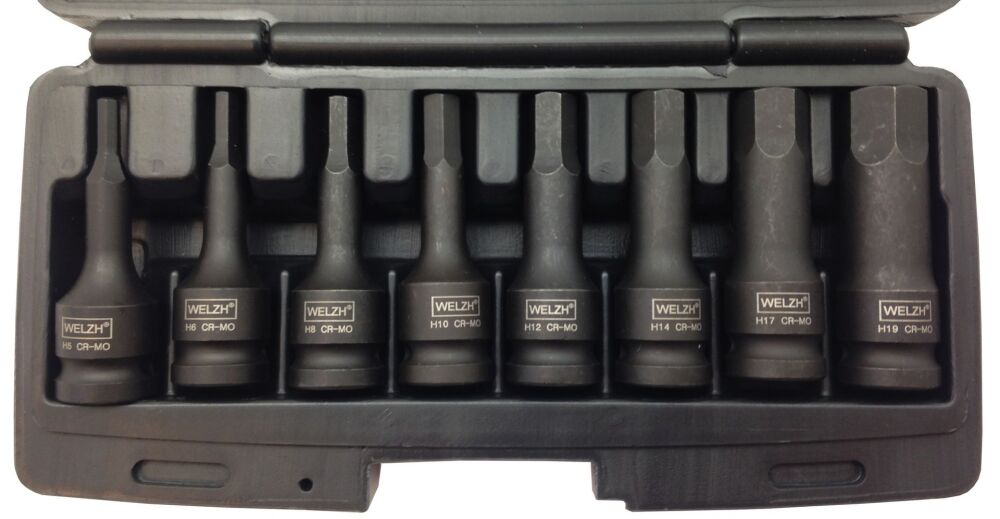 WELZH Bit Socket Set; Impact Hexagon,1/2''dr, H5-18 4071-WW