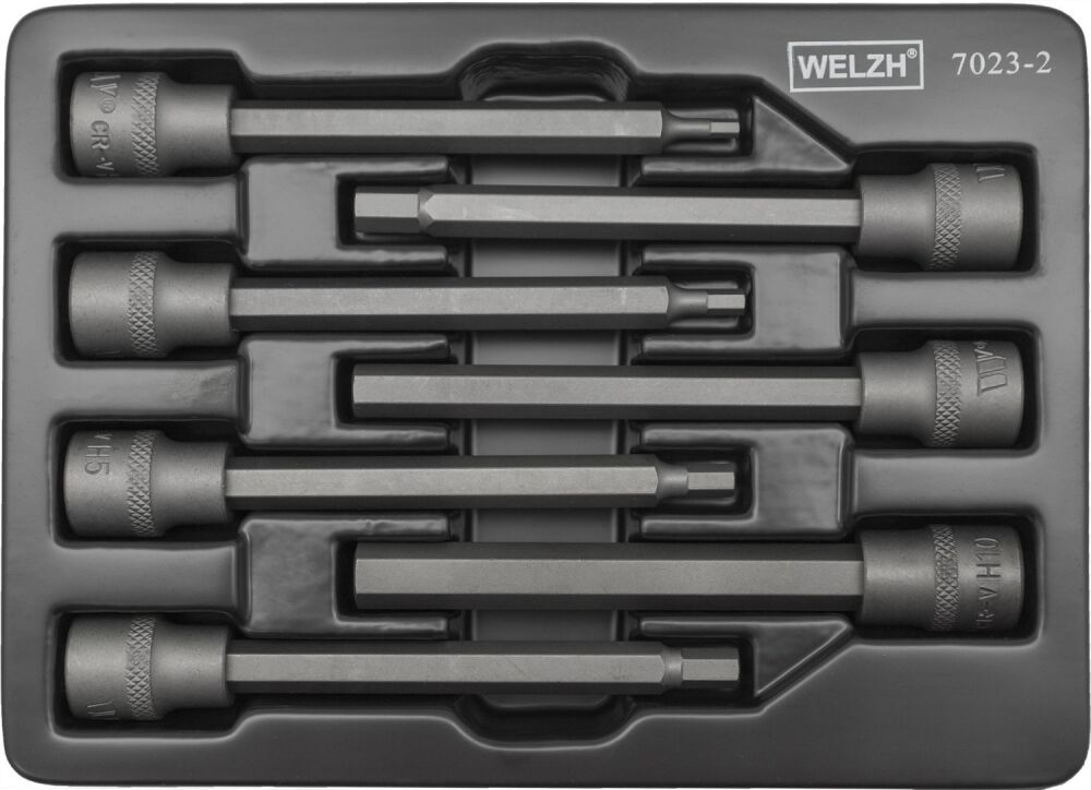 WELZH Bit Socket Set; 3/8''dr Extra Long Hexagon Key Set 110mm H3-H10 7023-2-WW