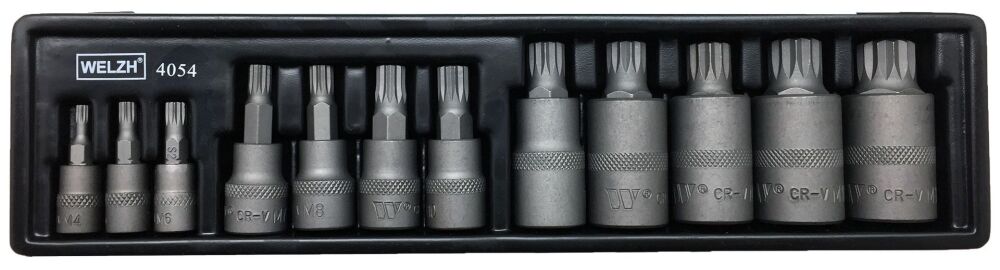 WELZH Bit Socket Set; Spline,12-Piece S2 Steel M4-M18 4054-WW
