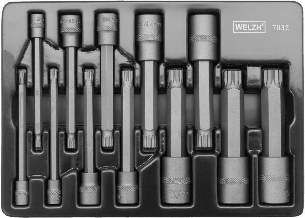 WELZH Bit Socket Set; Master Spline Bit Set 110mm Length 7032-WW