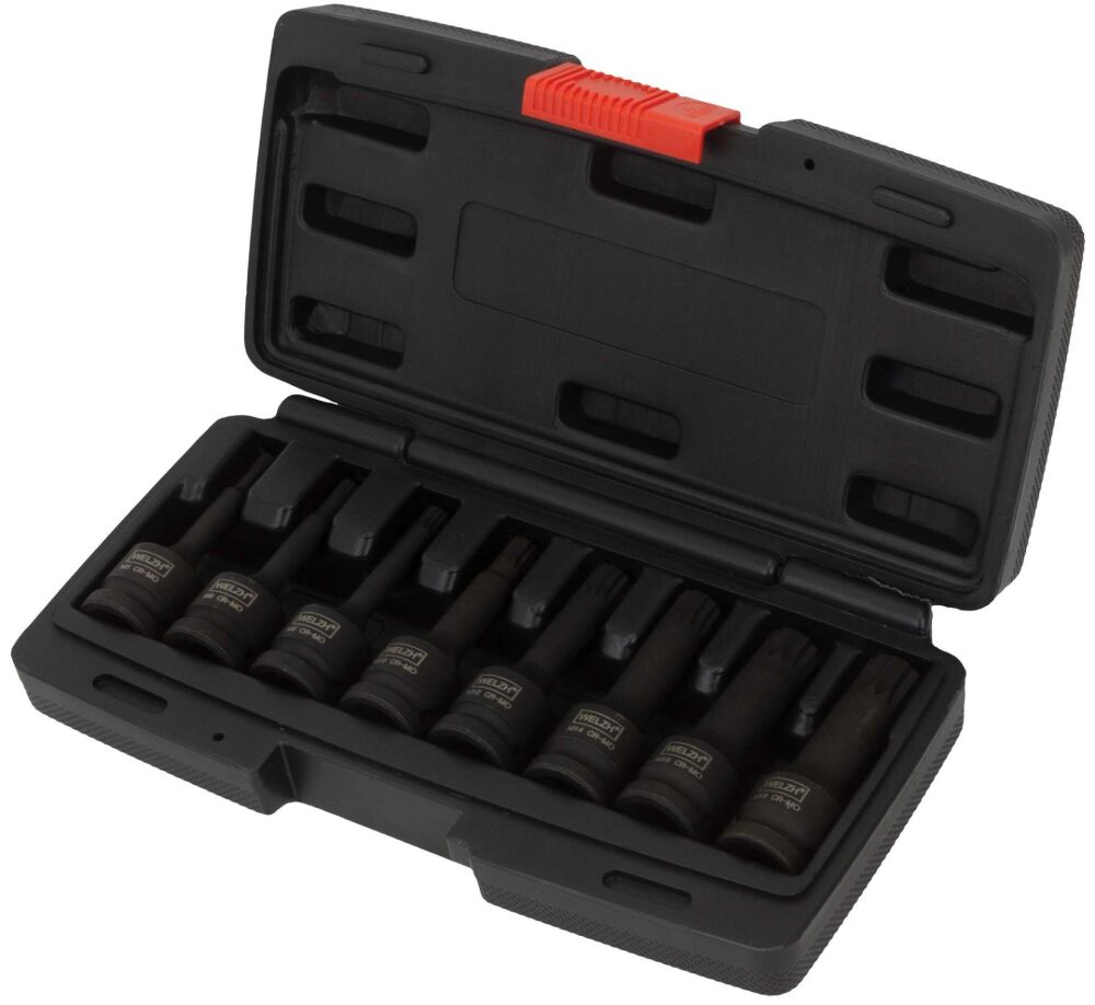 WELZH Bit Socket Set; 8-Piece Impact, Spline, 1/2''dr M5-18 4070-WW