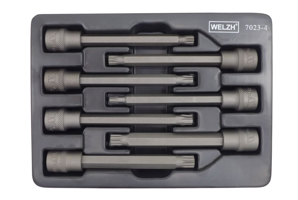 WELZH Bit Socket Set; 3/8''dr Extra Long Spline Set 110mm M4-M10 7023-4-WW