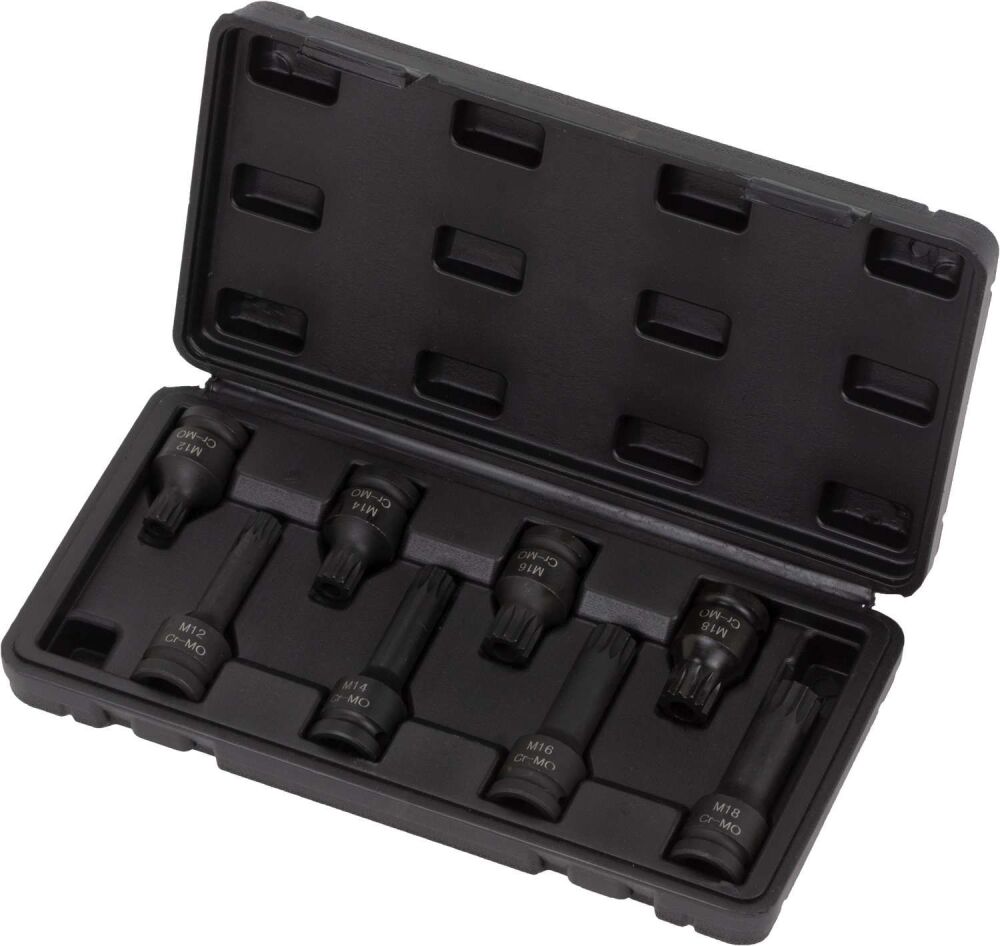 WELZH 8-Piece Impact Bit Socket; Spline 1/2''dr, M12, 14, 16, 18 3292-WW