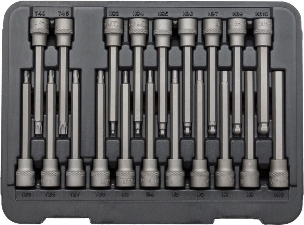 WELZH Bit Socket Set; Extra Long Torx, Hexagon, Ball-Ended Hexagon 110mm 7023-WW