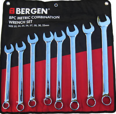 	 BERGEN 8pc Jumbo Combination Spanner Wrench Set 22-32mm