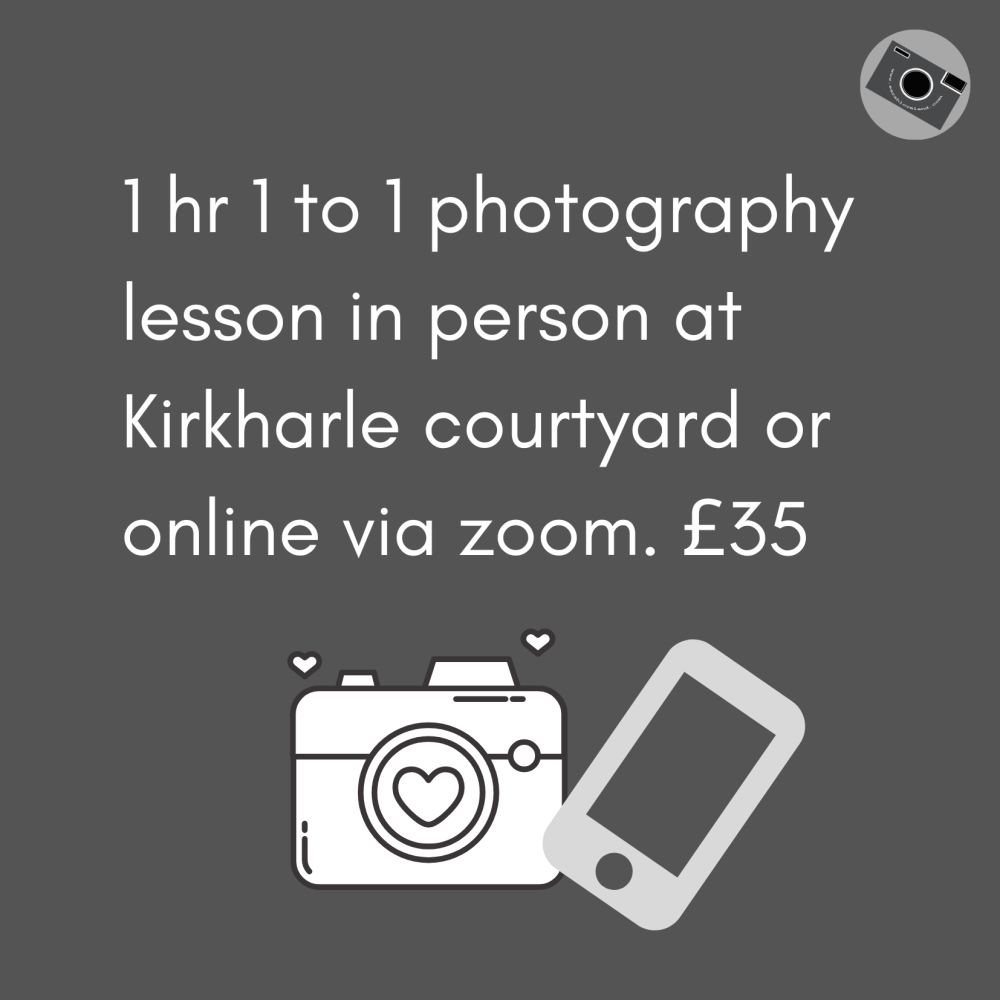 1 hour photography lesson in person or online via Zoom.