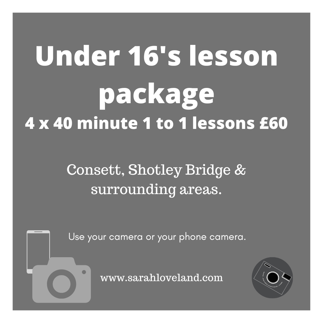 Under 16's photography lessons in Consett, Shotley Bridge or nearby locations.