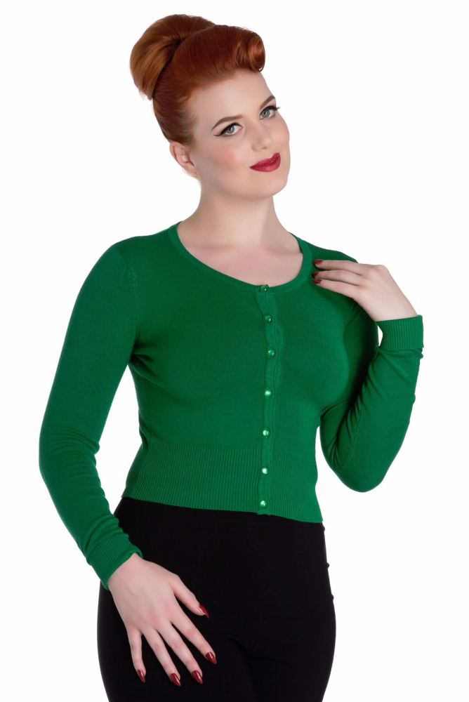 Vintage Style Cardigan - Paloma in Retro Green - Size L Only