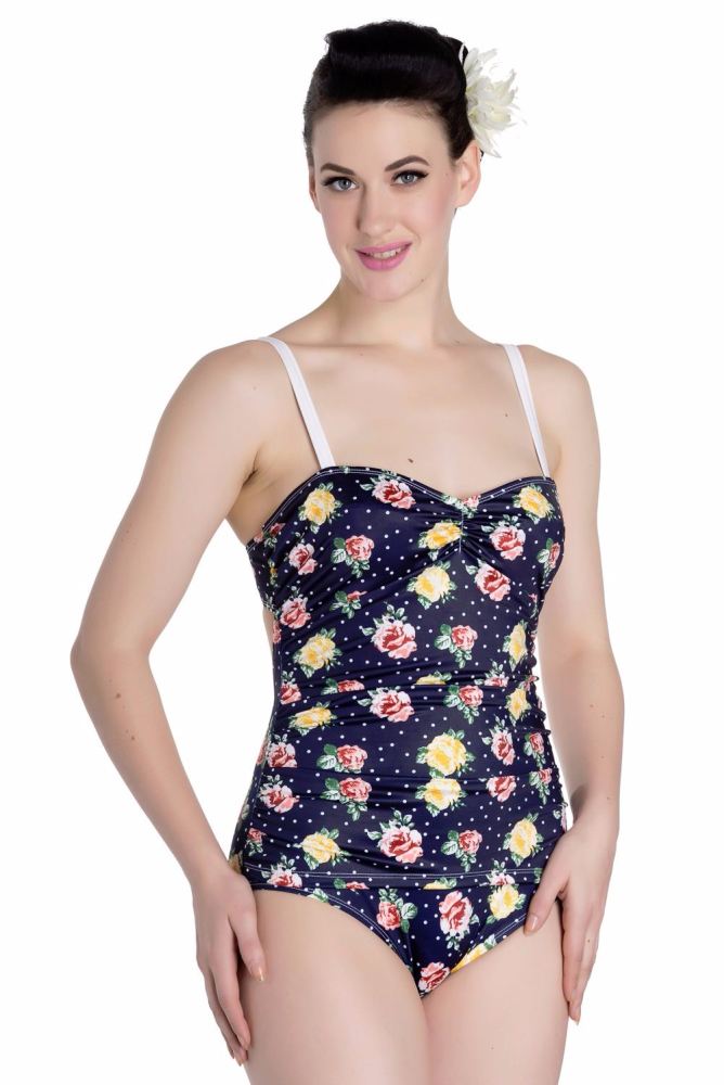 Hell Bunny Emma Retro Vintage style One Piece Swimsuit - Sizes XS & S Only