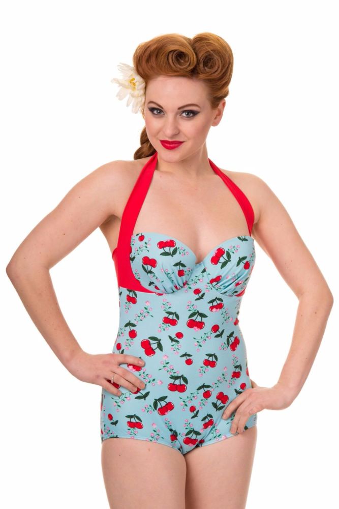 Cherry Blindside One Piece Swimming Costume 