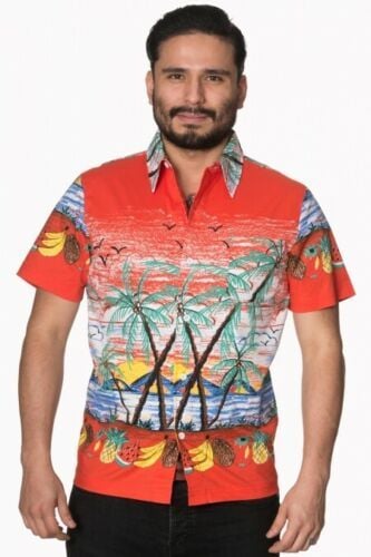 Banned Apparel Mens Palm Springs Rockabilly Retro Shirt - Size Small (LAST ONE)