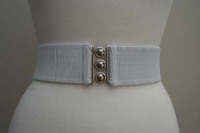 Vintage 1950's Style  2 1/4 inch wide  Retro Pinup Elasticated Waist Cinch Belt - White - Size Small only