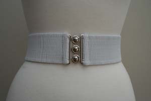Vintage 1950's Style  2 1/4 inch wide  Retro Pinup Elasticated Waist Cinch Belt - White - Size Small only