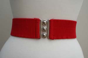 Vintage 1950s Style 2 1/4 inch wide 50s Retro Pinup Elasticated Waist Cinch Belt - Red -Sizes S & M Only