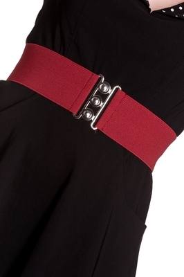 1950's Vintage Style Retro Rockabilly Elasticated Burgundy Waist Cinch Belt - Size Small Only