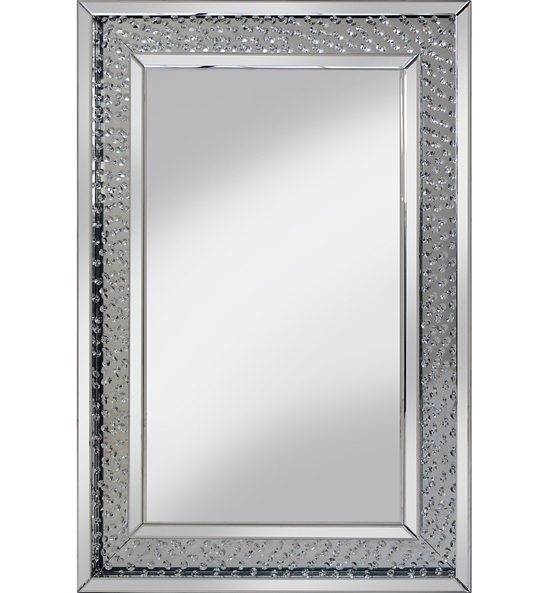 Elegant bevelled Glass Wall Mirror-silver crystal 120cm x80cm Bedroom/Home decor 
