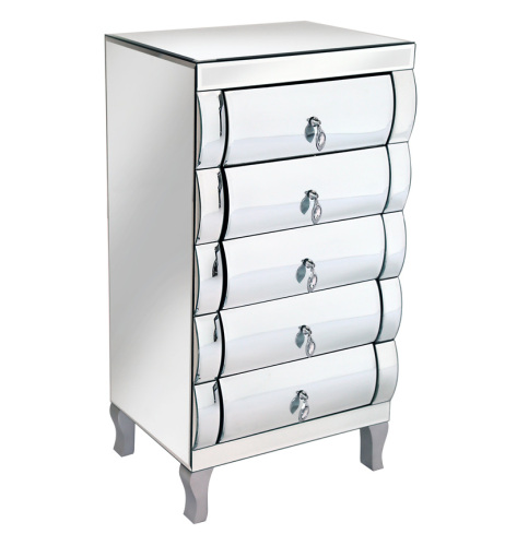 Mirrored Curved 5 Draw Chest Of Drawers