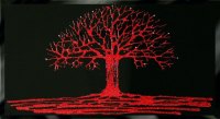 Glitter Tree in Red on a Black Bevelled Mirror 3 sizes available