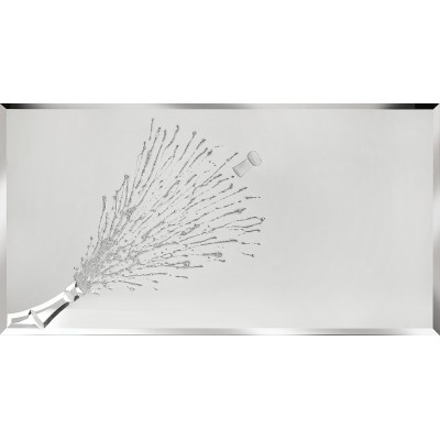 Champagne Explosion in Silver on a Silver Bevelled Mirror 4 sizes (100x60cm is in stock)