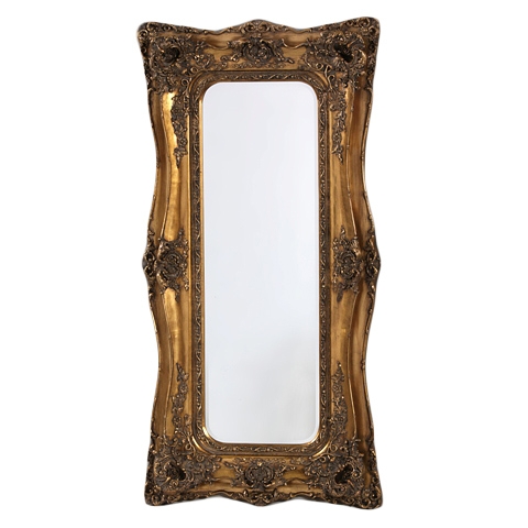 Rococo Ricci Slim Gold Shaped Bevelled Mirror