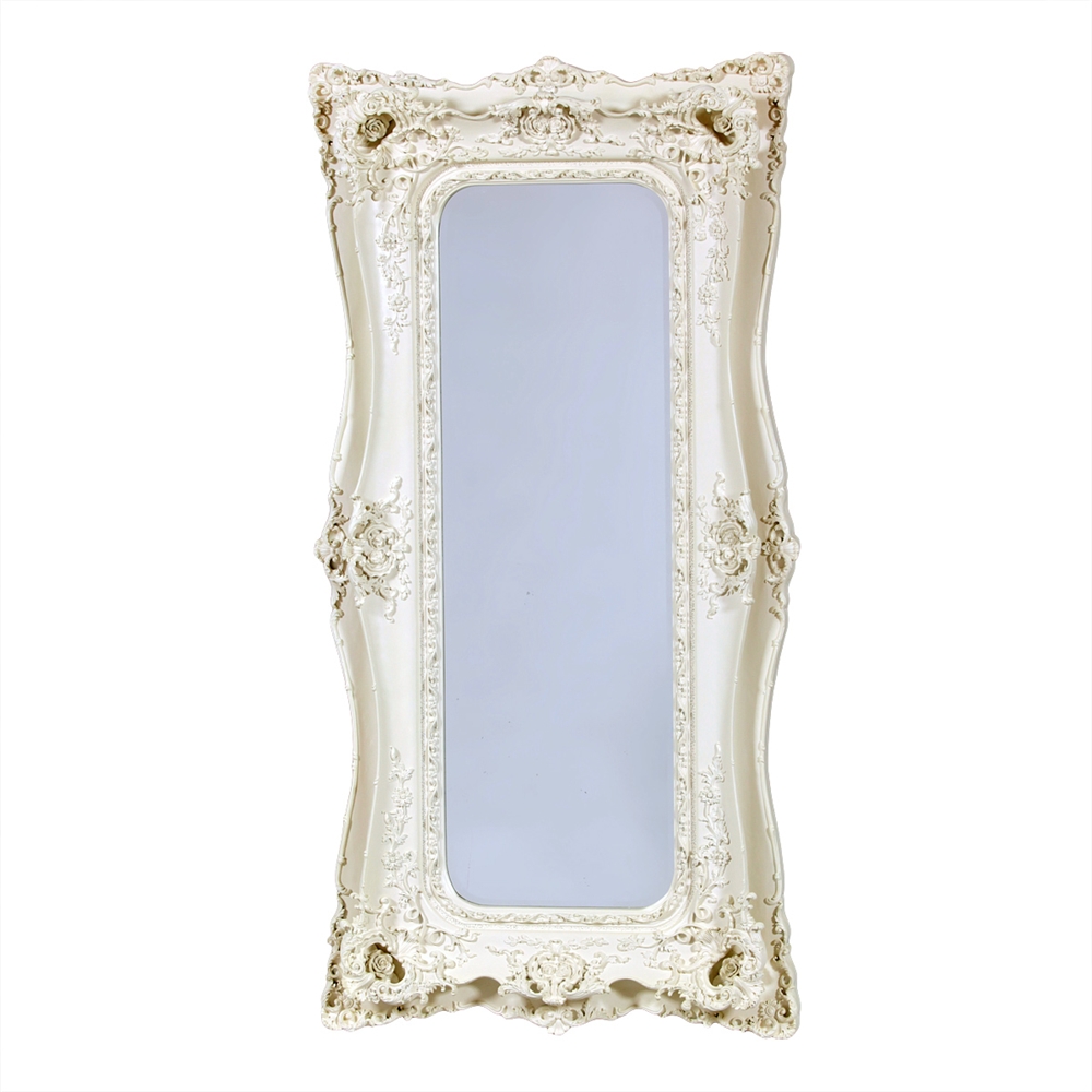 Rococo Ricci Slim Ivory / Cream Shaped Bevelled Mirror