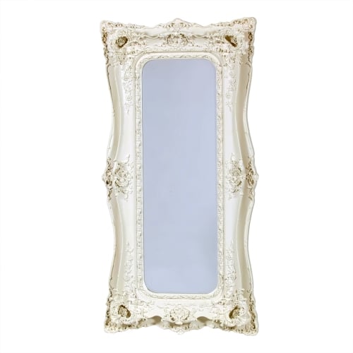 Rococo Ricci Slim Ivory / Cream Shaped Bevelled Mirror