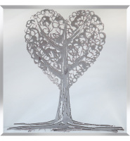 Glitter Tree Love in Silver on Silver Bevelled Mirror 75cm x 75cm
