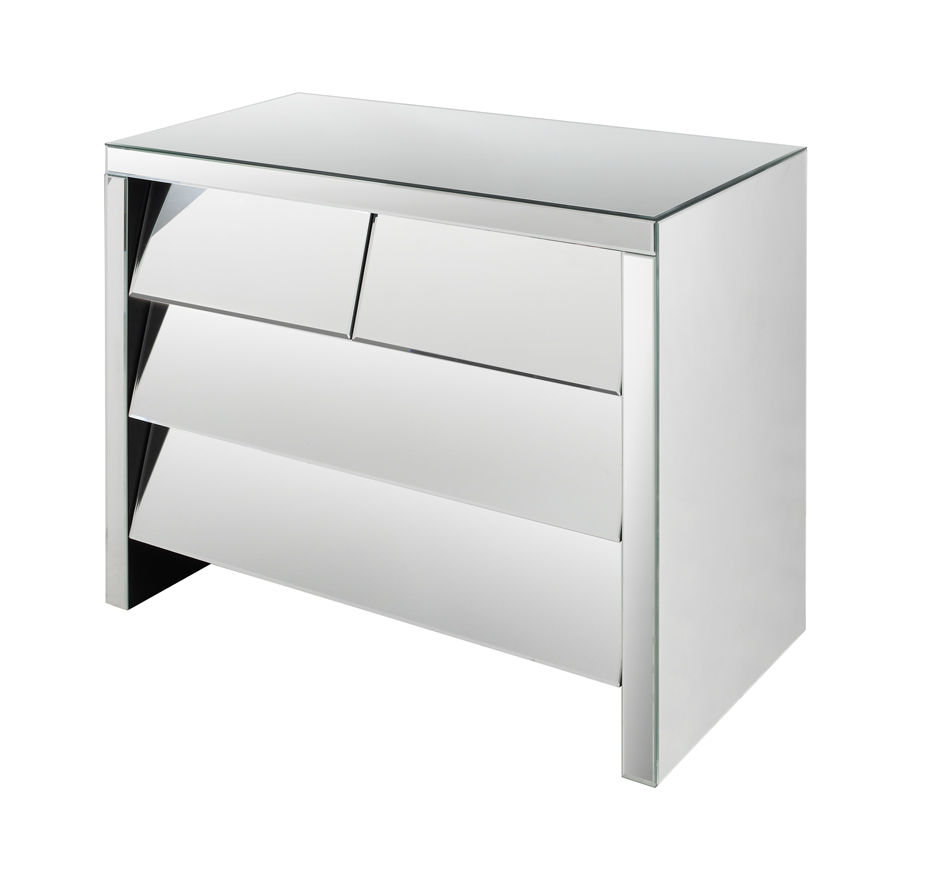Linley 4 Draw slanted chest Mirrored plinth