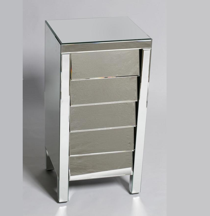 Linley 5 Draw slanted chest Mirrored Plinth 