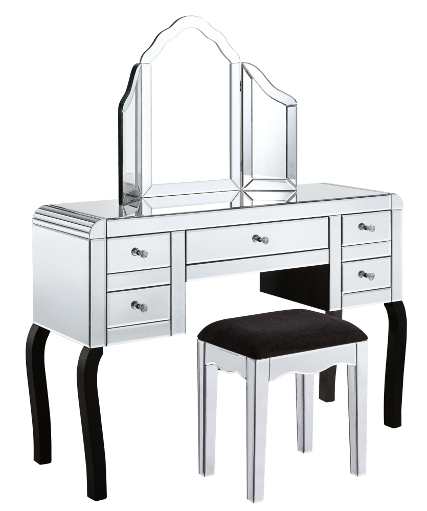 5 Draw Dressing Table + Stool + Mirror Curved Edge Package