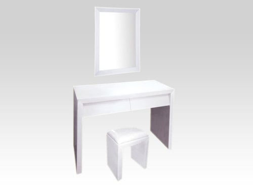 Mirrored White 2 draw Dressing table + Mirror + Stool Package