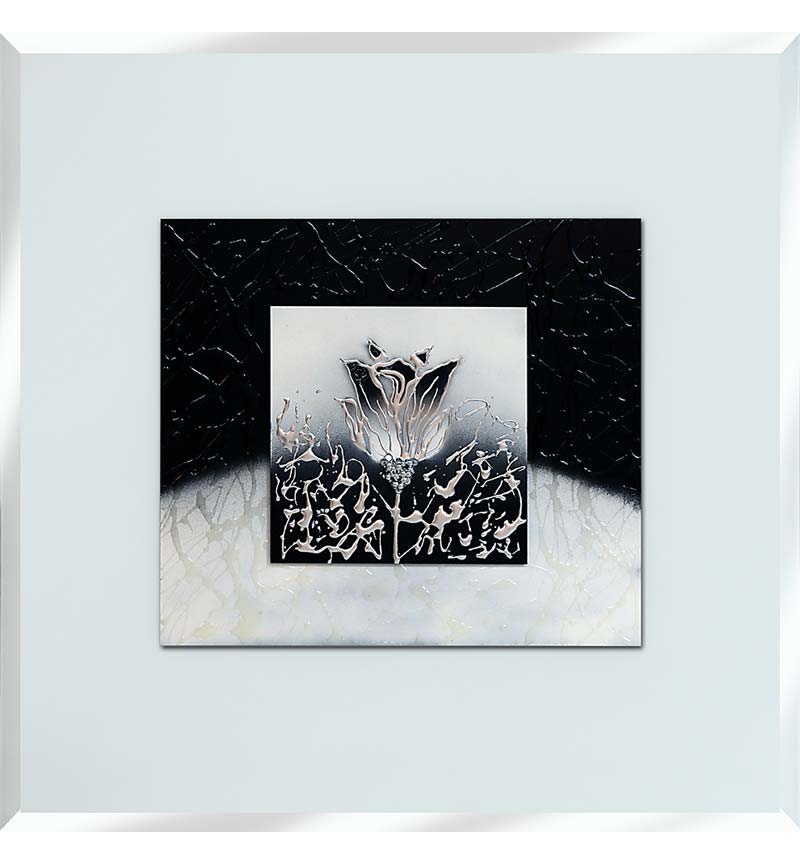 Abstract White Mirrored Wall Art 75cm x 75cm