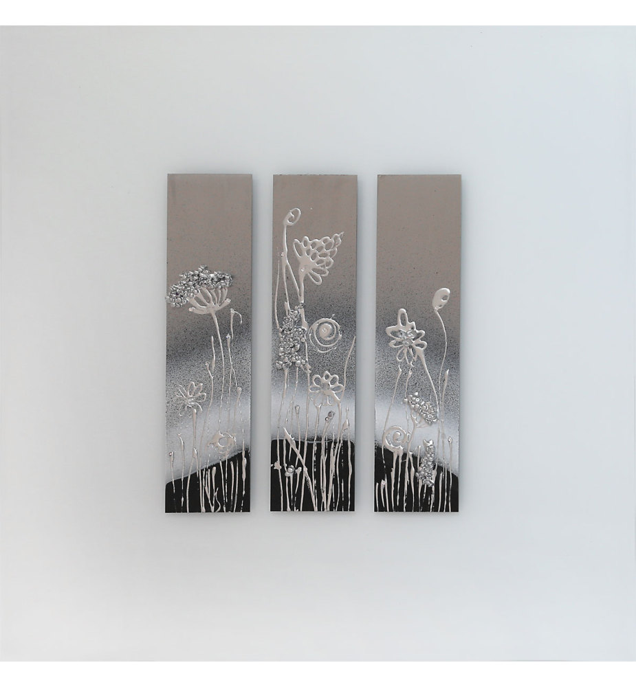 Abstract Triptych White Mirrored Wall Art 75cm x 75cm