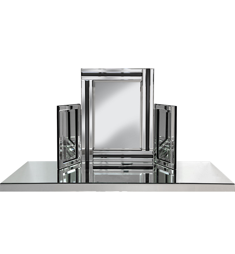 Black & Silver Tri Fold Mirror 78cm x 54cm