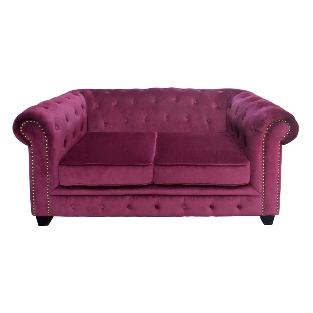 2 seater Chesterfield In Purple Velour