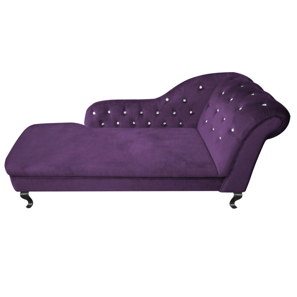 Regent Chaise Lounge In Purple Velour